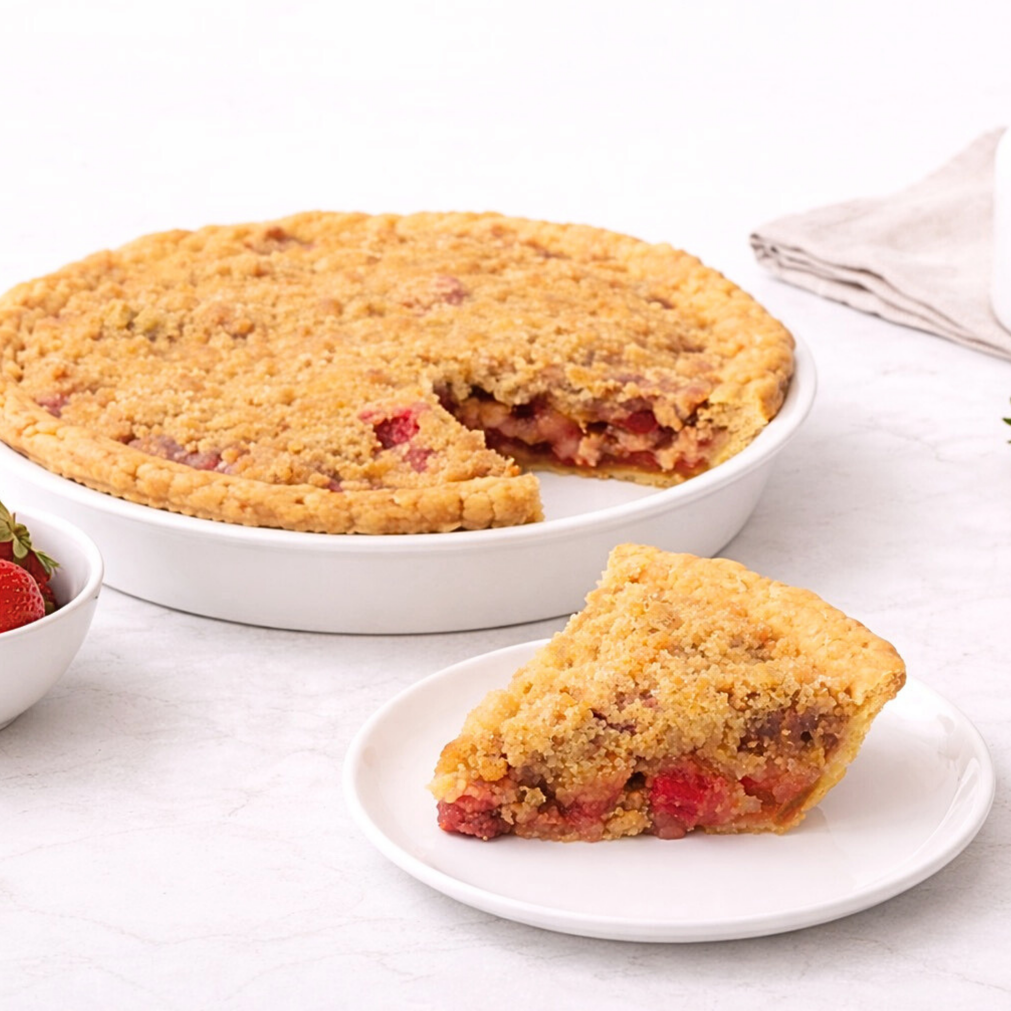 Strawberry Rhubarb Crumb Pie