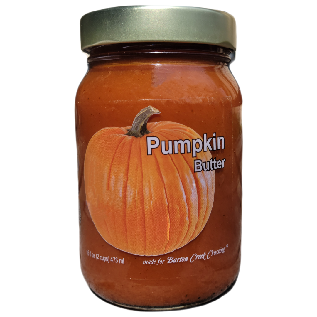 Pumpkin butter in glass jar 